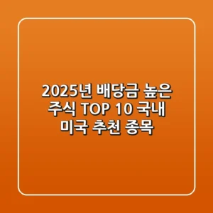 2025년 배당금 높은 주식 TOP 10 국내 미국 추천 종목