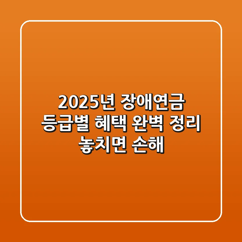 2025년 장애연금 등급별 혜택 완벽 정리 놓치면 손해