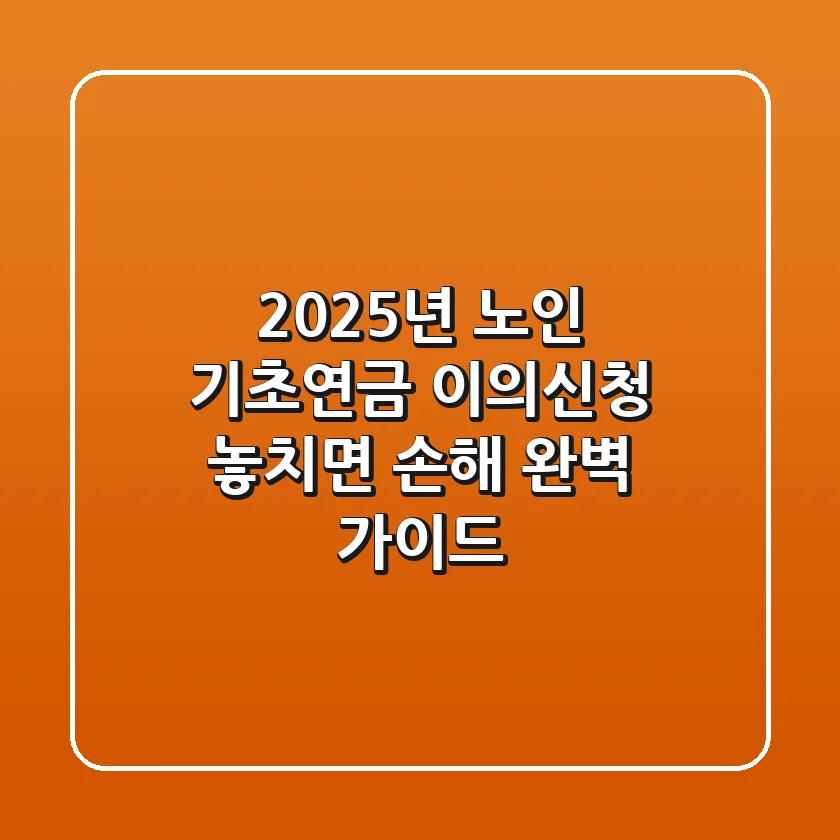 2025년 노인 기초연금 이의신청: 놓치면 손해! 완벽 가이드