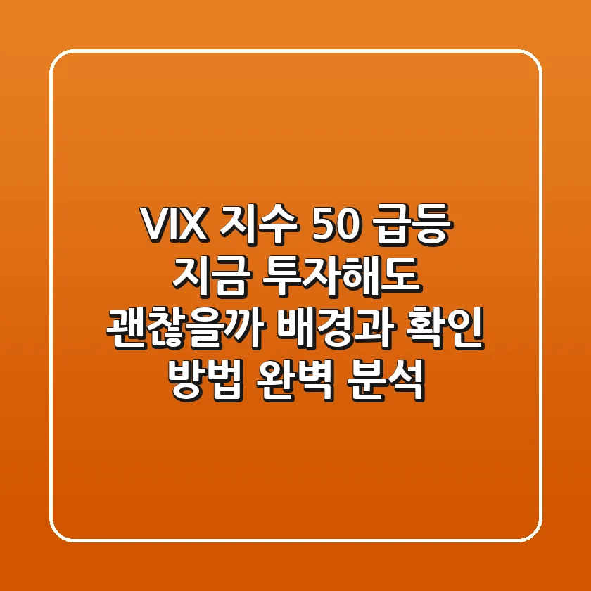 VIX 지수 50% 급등! 지금 투자해도 괜찮을까? 배경과 확인 방법 완벽 분석