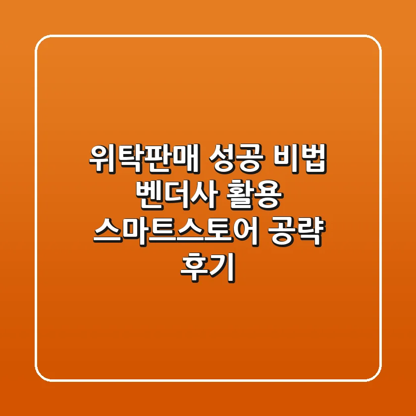 위탁판매 성공 비법: 벤더사 활용 스마트스토어 공략 후기