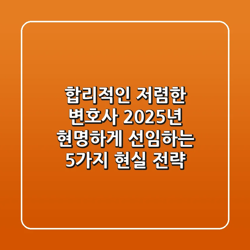 합리적인 저렴한 변호사? 2025년 현명하게 선임하는 5가지 현실 전략