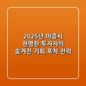 2025년 미증시, 현명한 투자자의 숨겨진 기회 포착 전략