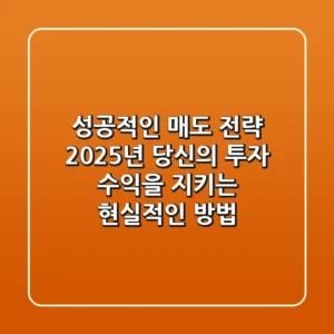 성공적인 매도 전략, 2025년 당신의 투자 수익을 지키는 현실적인 방법