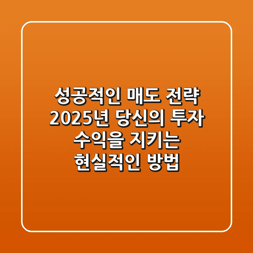 성공적인 매도 전략, 2025년 당신의 투자 수익을 지키는 현실적인 방법
