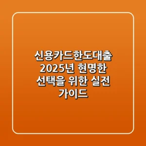 신용카드한도대출, 2025년 현명한 선택을 위한 실전 가이드