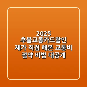2025 후불교통카드할인, 제가 직접 해본 교통비 절약 비법 대공개!