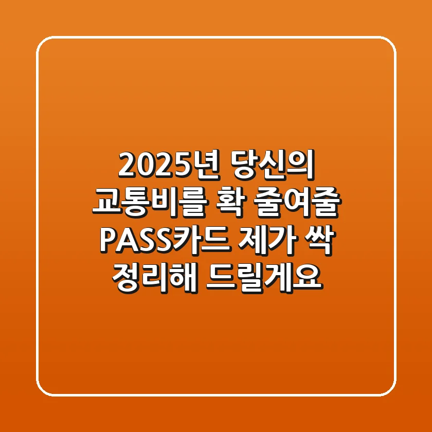 2025년 당신의 교통비를 확 줄여줄 PASS카드, 제가 싹 정리해 드릴게요!