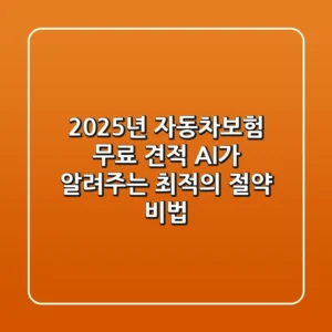 2025년 자동차보험 무료 견적, AI가 알려주는 최적의 절약 비법