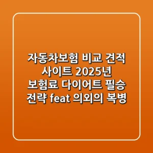 자동차보험 비교 견적 사이트, 2025년 보험료 다이어트 필승 전략 (feat. 의외의 복병)