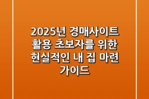 2025년 경매사이트 활용: 초보자를 위한 현실적인 내 집 마련 가이드