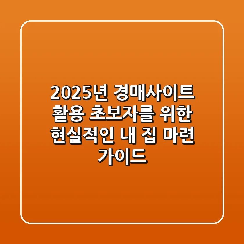 2025년 경매사이트 활용: 초보자를 위한 현실적인 내 집 마련 가이드