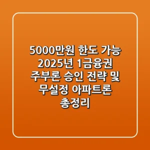 "5,000만원 한도 가능?", 2025년 1금융권 주부론 승인 전략 및 무설정 아파트론 총정리