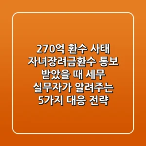 "270억 환수 사태": 자녀장려금환수 통보 받았을 때, 세무 실무자가 알려주는 5가지 대응 전략