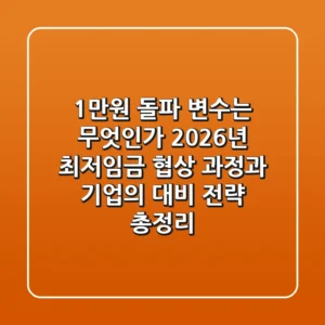 "1만원 돌파, 변수는 무엇인가?", 2026년 최저임금 협상 과정과 기업의 대비 전략 총정리