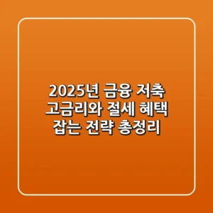 "2025년 금융 저축", 고금리와 절세 혜택 잡는 전략 총정리
