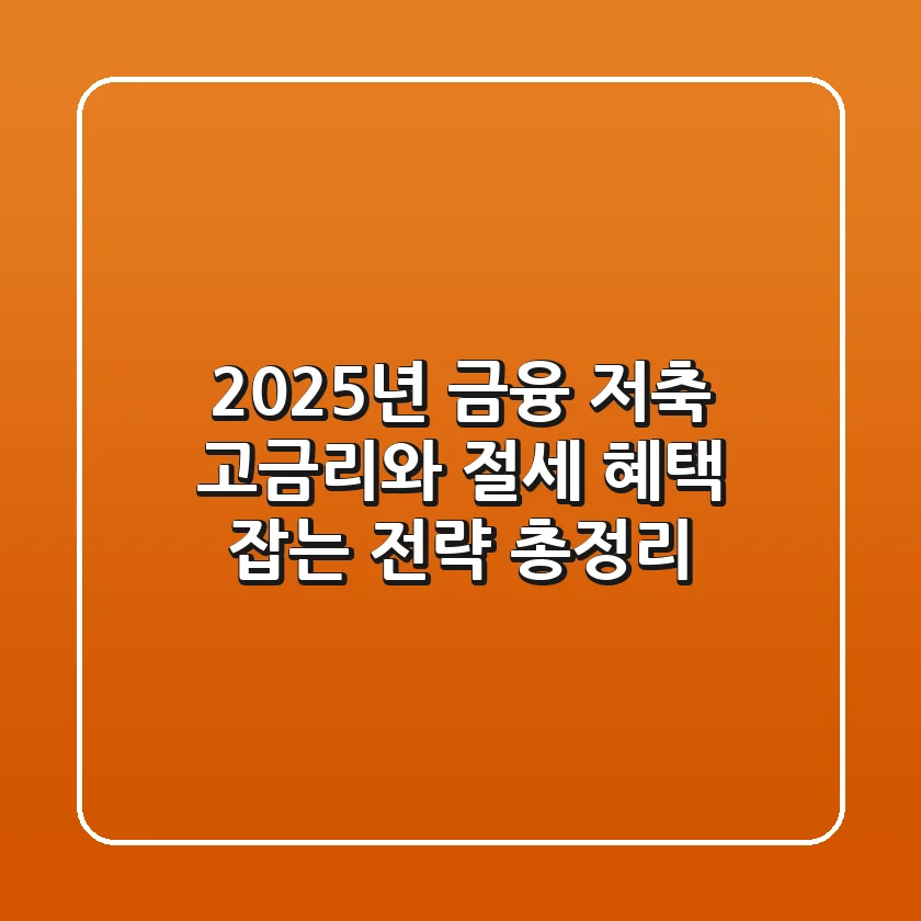 "2025년 금융 저축", 고금리와 절세 혜택 잡는 전략 총정리