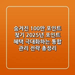 "숨겨진 100만 포인트 찾기", 2025년 포인트 혜택 극대화하는 통합 관리 전략 총정리