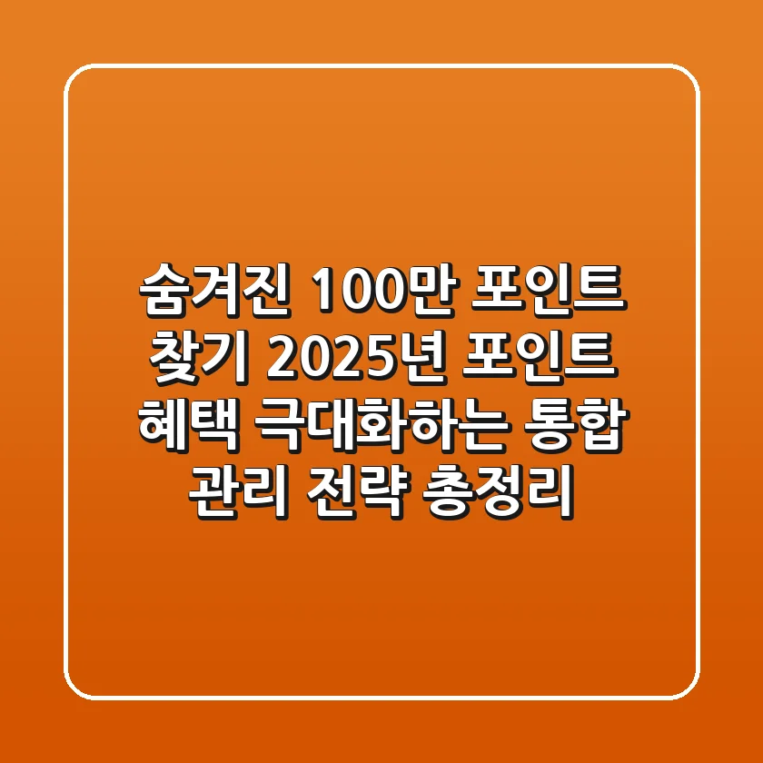 "숨겨진 100만 포인트 찾기", 2025년 포인트 혜택 극대화하는 통합 관리 전략 총정리