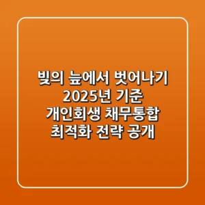 “빚의 늪”에서 벗어나기: 2025년 기준 개인회생, 채무통합 최적화 전략 공개