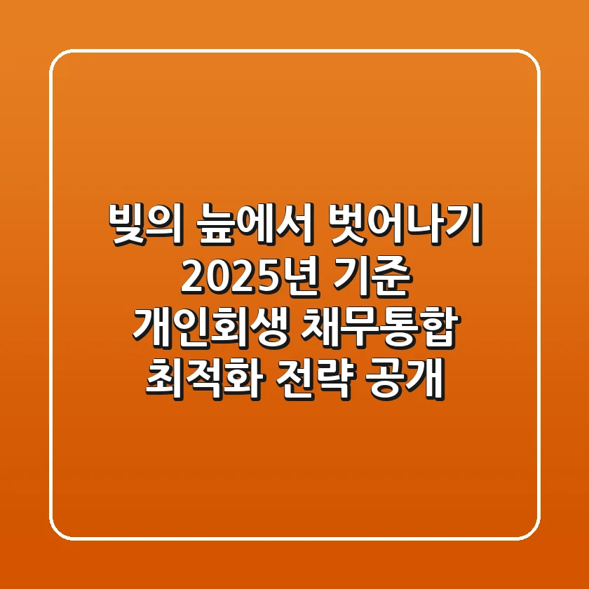 “빚의 늪”에서 벗어나기: 2025년 기준 개인회생, 채무통합 최적화 전략 공개