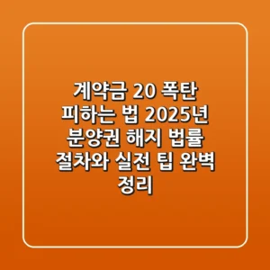 "계약금 20% 폭탄 피하는 법", 2025년 분양권 해지 법률 절차와 실전 팁 완벽 정리