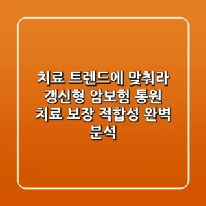 "치료 트렌드에 맞춰라", 갱신형 암보험 통원 치료 보장 적합성 완벽 분석