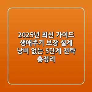 "2025년 최신 가이드", 생애주기 보장 설계: 낭비 없는 5단계 전략 총정리