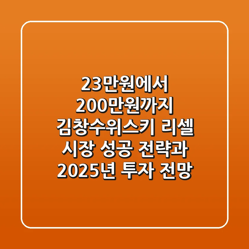 "23만원에서 200만원까지?", 김창수위스키 리셀 시장 성공 전략과 2025년 투자 전망