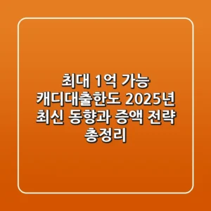 "최대 1억 가능?" 캐디대출한도 2025년 최신 동향과 증액 전략 총정리
