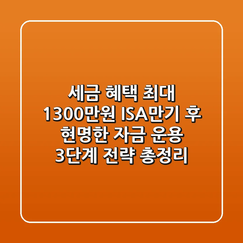 "세금 혜택 최대 1300만원", ISA만기 후 현명한 자금 운용 3단계 전략 총정리