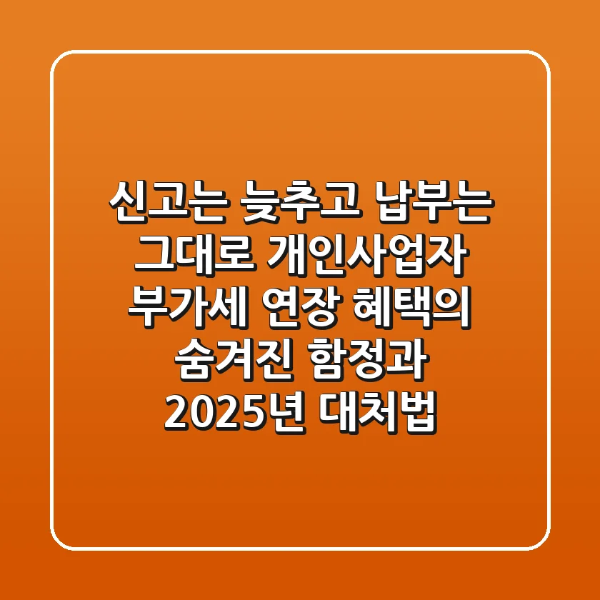"신고는 늦추고, 납부는 그대로?": 개인사업자 부가세 연장 혜택의 숨겨진 함정과 2025년 대처법