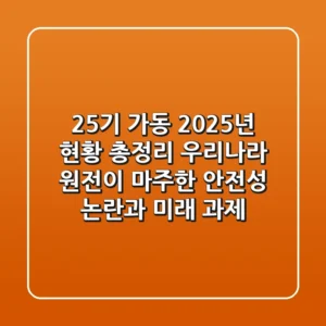 "25기 가동, 2025년 현황 총정리", 우리나라 원전이 마주한 안전성 논란과 미래 과제
