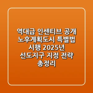 "역대급 인센티브 공개", 노후계획도시 특별법 시행, 2025년 선도지구 지정 전략 총정리