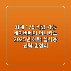 "최대 17.5% 적립 가능!", 네이버페이 머니카드 2025년 혜택, 실사용 전략 총정리