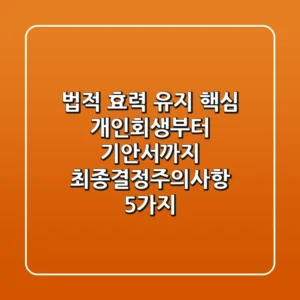 "법적 효력 유지 핵심", 개인회생부터 기안서까지 최종결정주의사항 5가지