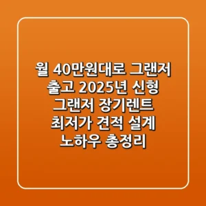 "월 40만원대로 그랜저 출고?", 2025년 신형 그랜저 장기렌트 최저가 견적 설계 노하우 총정리
