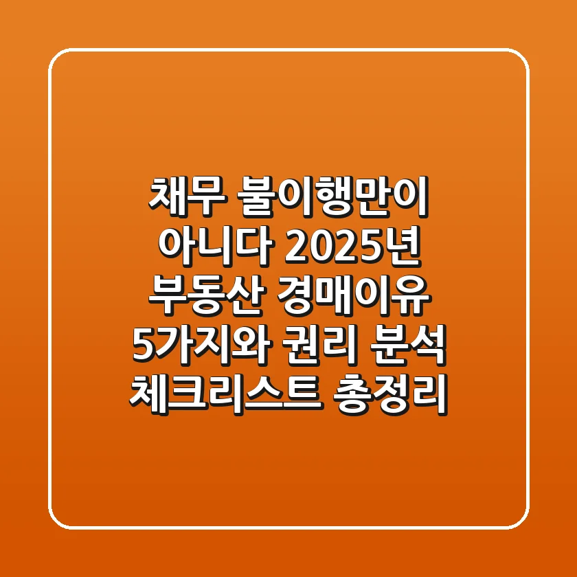 "채무 불이행만이 아니다", 2025년 부동산 경매이유 5가지와 권리 분석 체크리스트 총정리