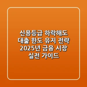 "신용등급 하락해도 대출 한도 유지 전략", 2025년 금융 시장 실전 가이드