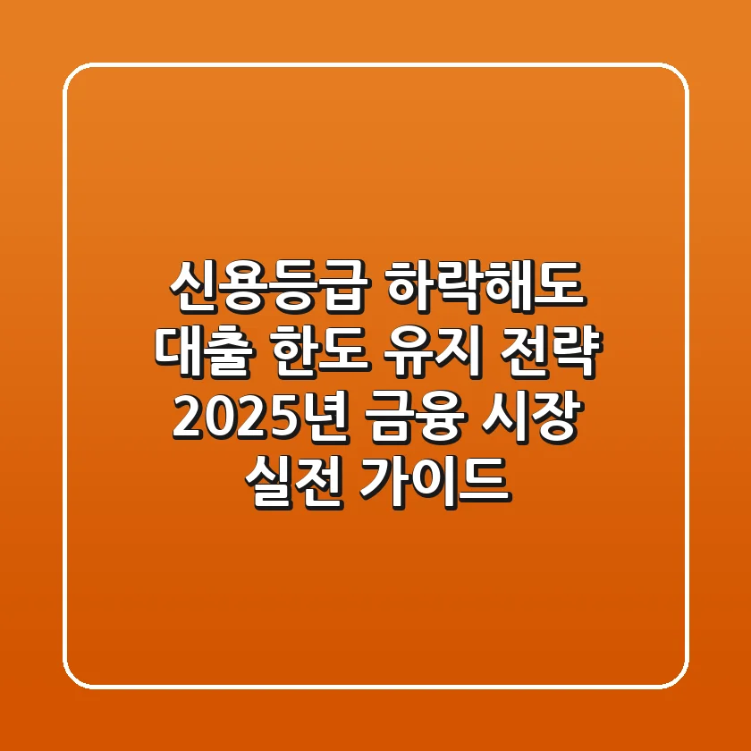 "신용등급 하락해도 대출 한도 유지 전략", 2025년 금융 시장 실전 가이드