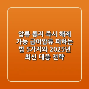 "압류 통지 즉시 해제 가능?" 급여압류 피하는 법 5가지와 2025년 최신 대응 전략