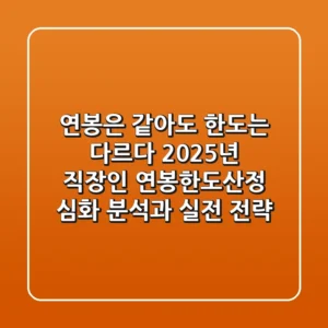 "연봉은 같아도 한도는 다르다", 2025년 직장인 연봉한도산정 심화 분석과 실전 전략