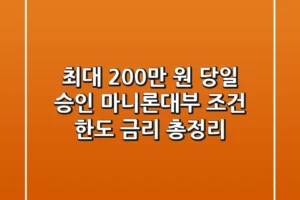 “최대 200만 원 당일 승인?”, 마니론대부 조건, 한도, 금리 총정리