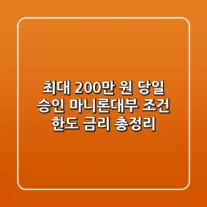 "최대 200만 원 당일 승인?", 마니론대부 조건, 한도, 금리 총정리