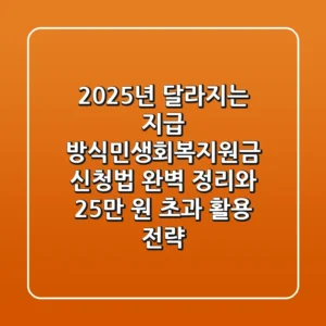 2025년 달라지는 지급 방식,"민생회복지원금 신청법" 완벽 정리와 25만 원 초과 활용 전략