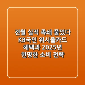 "전월 실적 족쇄 풀었다", KB국민 위시올카드 혜택과 2025년 현명한 소비 전략