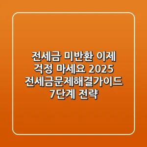 "전세금 미반환, 이제 걱정 마세요!", 2025 전세금문제해결가이드 7단계 전략