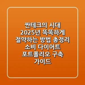 "짠테크의 시대", 2025년 똑똑하게 절약하는 방법 총정리: 소비 다이어트 포트폴리오 구축 가이드