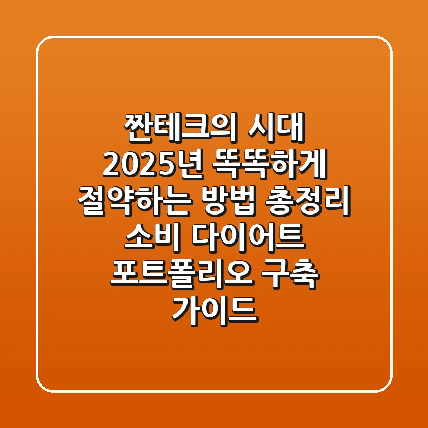 "짠테크의 시대", 2025년 똑똑하게 절약하는 방법 총정리: 소비 다이어트 포트폴리오 구축 가이드