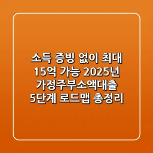 "소득 증빙 없이 최대 1.5억 가능?", 2025년 가정주부소액대출 5단계 로드맵 총정리